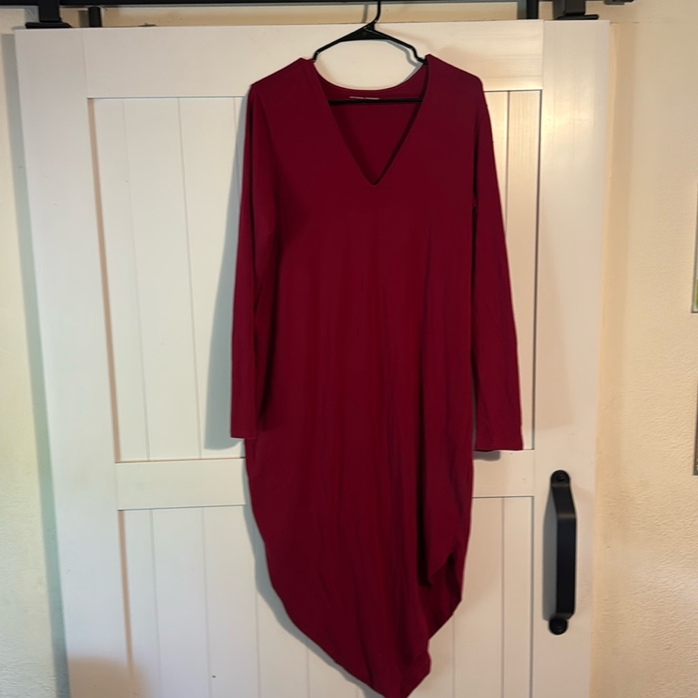 Universal Standard Geneva Dress Iconic Long Sleeve Asymmetrical Midi S (14-16)